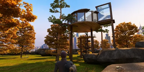 Treehouse with gerbil and me as AI model 