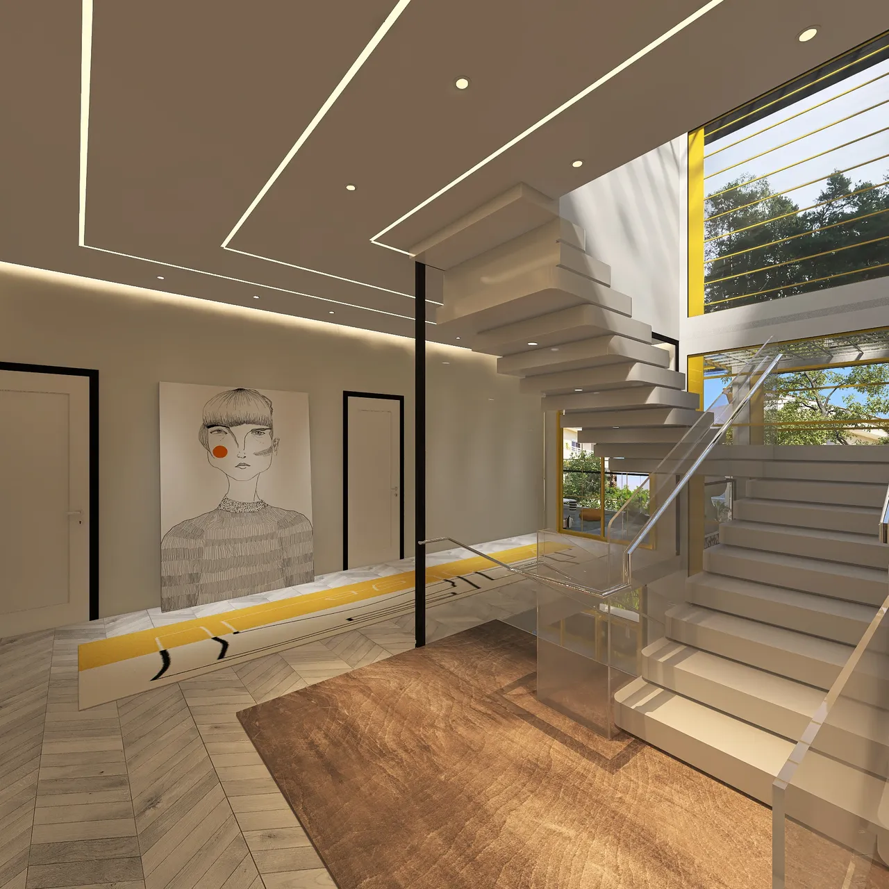 #HSDA2021Residential Unusual yellow 3d design renderings