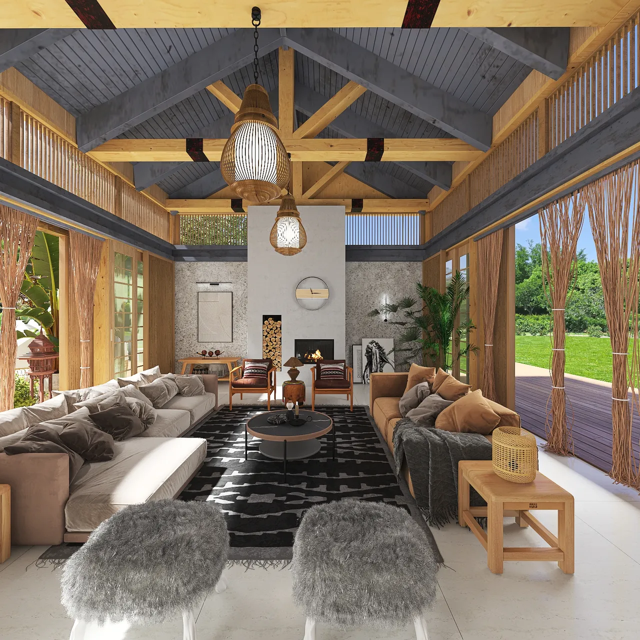 StyleOther Traditional Asian TropicalTheme Harmony ColorScemeOther Beige 3d design renderings