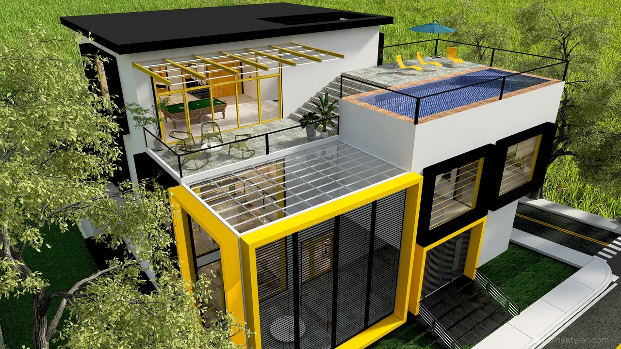 #HSDA2021Residential Unusual yellow 3d design renderings