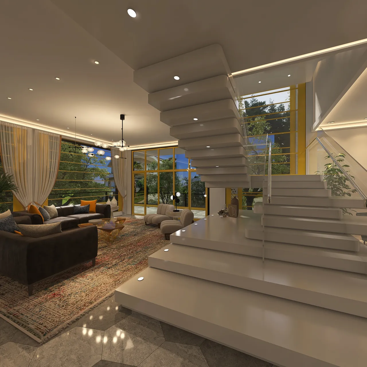 #HSDA2021Residential Unusual yellow 3d design renderings