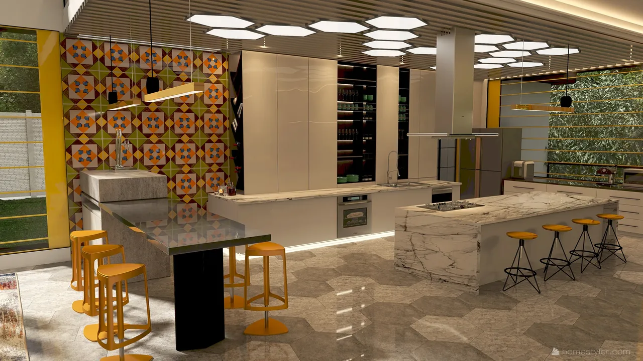 #HSDA2021Residential Unusual yellow 3d design renderings