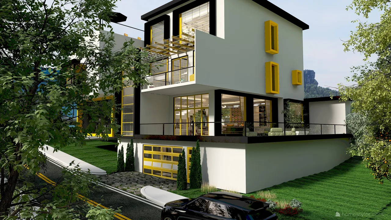 #HSDA2021Residential Unusual yellow 3d design renderings
