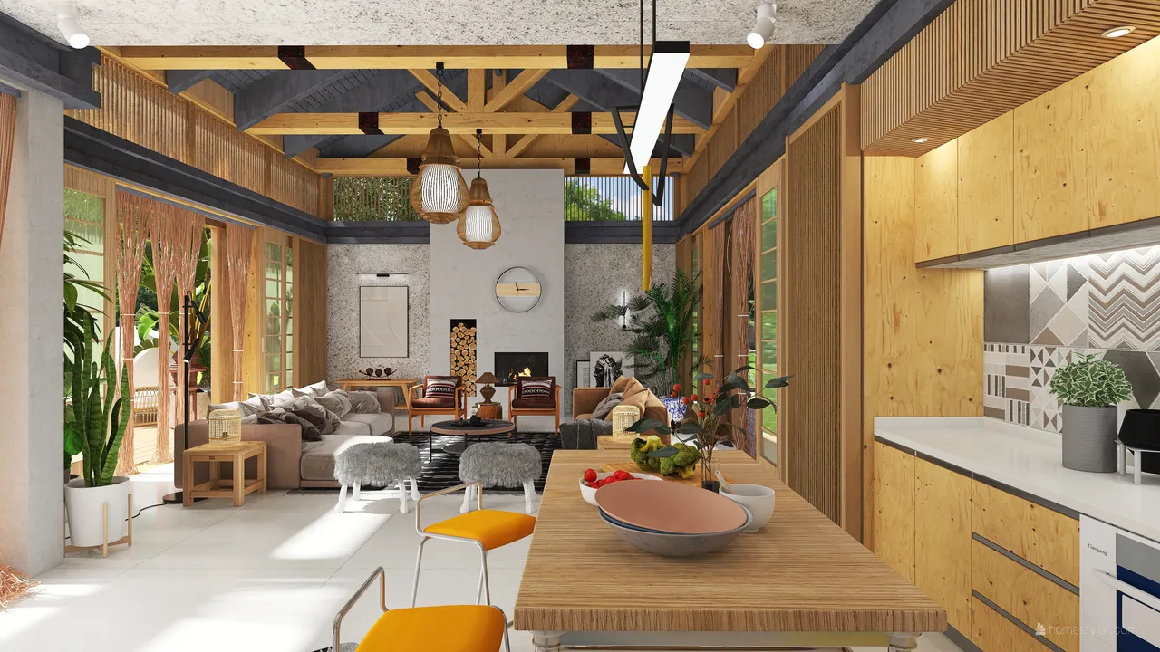 StyleOther Traditional Asian TropicalTheme Harmony ColorScemeOther Beige 3d design renderings