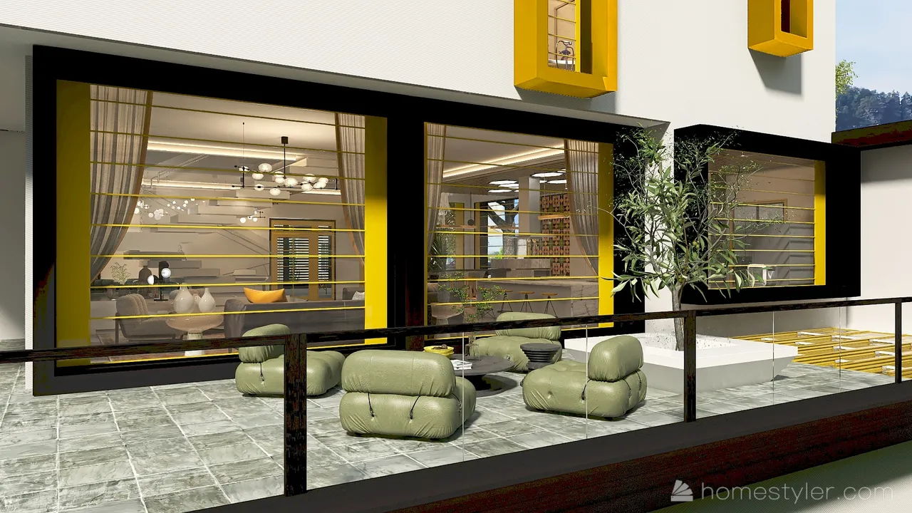 #HSDA2021Residential Unusual yellow 3d design renderings