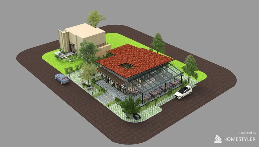 Garden Cafe and Restaurant 3d design picture 478.79