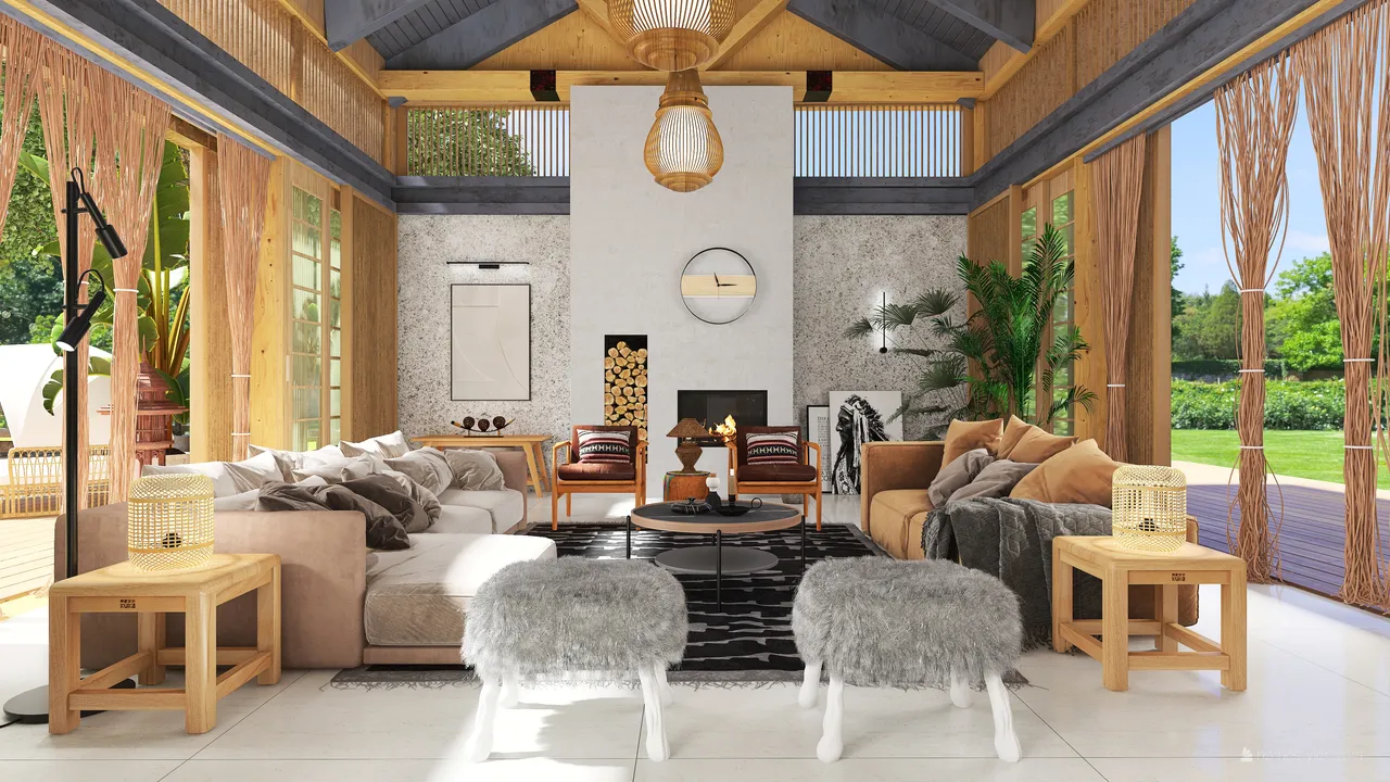 StyleOther Traditional Asian TropicalTheme Harmony ColorScemeOther Beige 3d design renderings