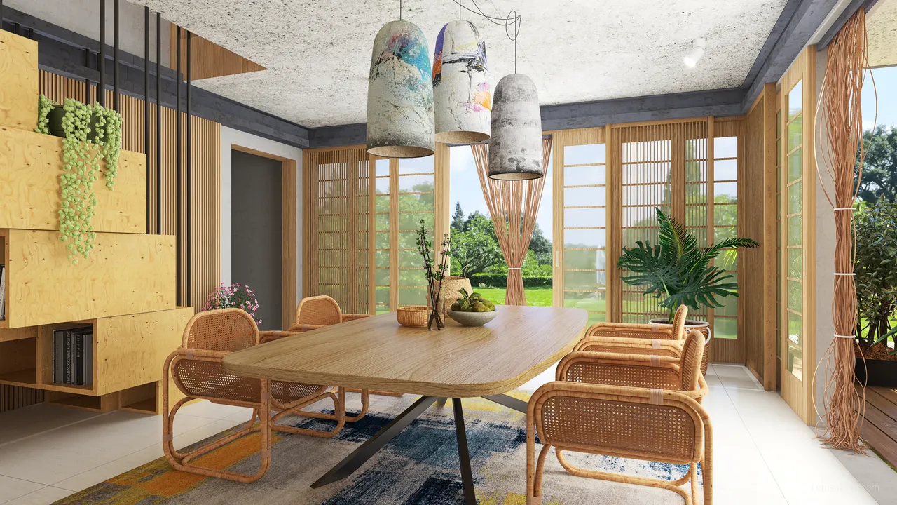 StyleOther Traditional Asian TropicalTheme Harmony ColorScemeOther Beige 3d design renderings